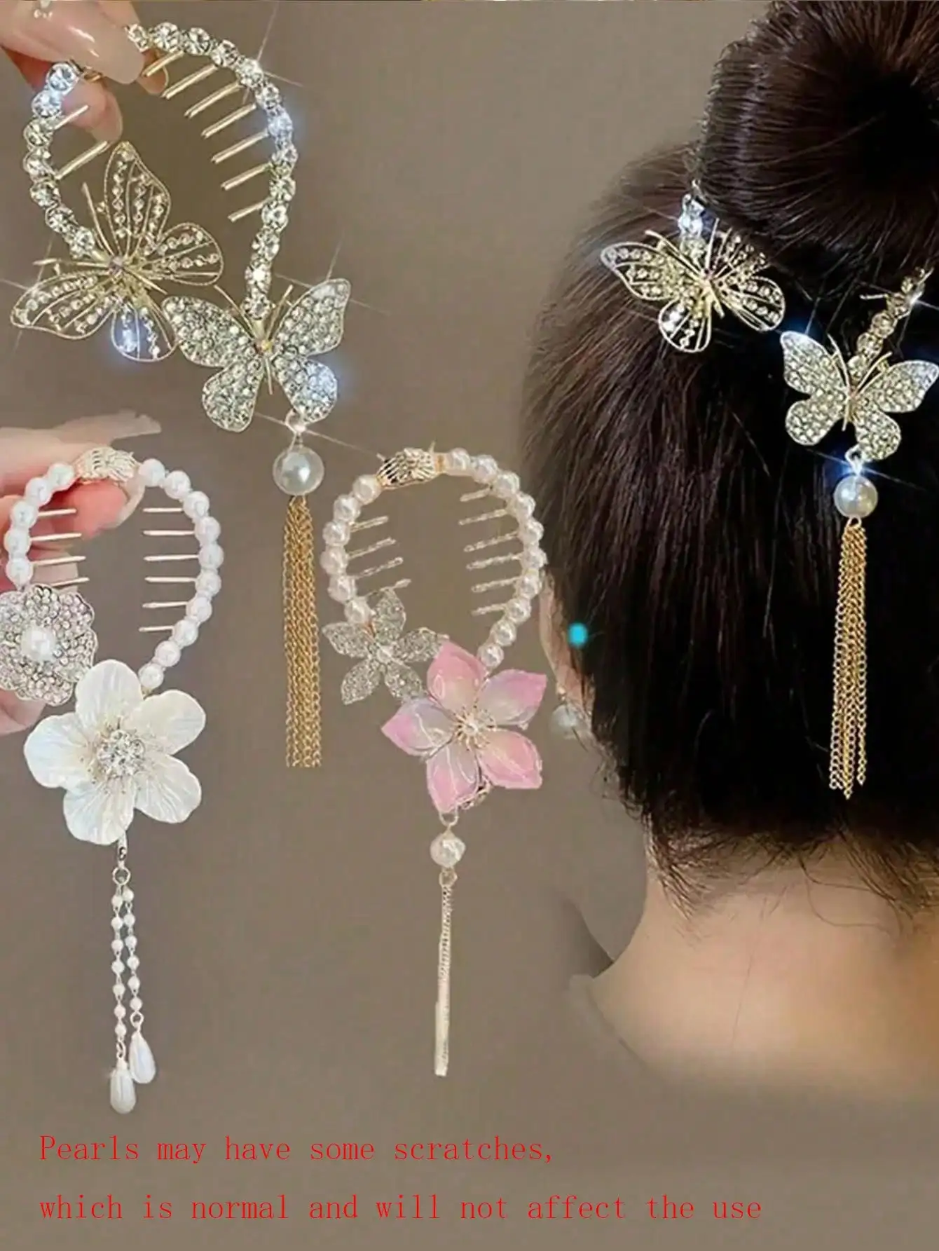 3pcs Elegant Women's Alloy Faux Pearl Crystal Bow Flower Tassel Hair Claw Clips, Stylish Hair Accessories For Ponytail, Bun, Suitable For Daily Use (Some Minor Scratches On The Faux Pearl, Which Is A Normal Phenomenon And Does Not Affect The Use) Valentin
3pcs Elegant Women's Alloy Faux Pearl Crystal Bow Flower Tassel Hair Claw Clips, Stylish Hair Accessories For Ponytail, Bun, Suitable For Daily Use (Some Minor Scratches On The Faux Pearl, Which Is A Normal Phenomenon And Does Not Affect The Use) Valentin