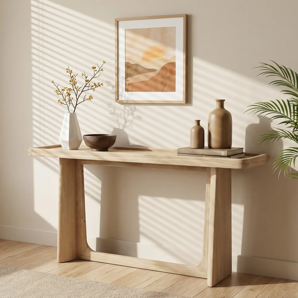 Natural Finish Solid Wood Console Table Farmhouse Style Tray Top Sofa Back Decor for Entryway Living Room Furniture
Natural Finish Solid Wood Console Table Farmhouse Style Tray Top Sofa Back Decor for Entryway Living Room Furniture