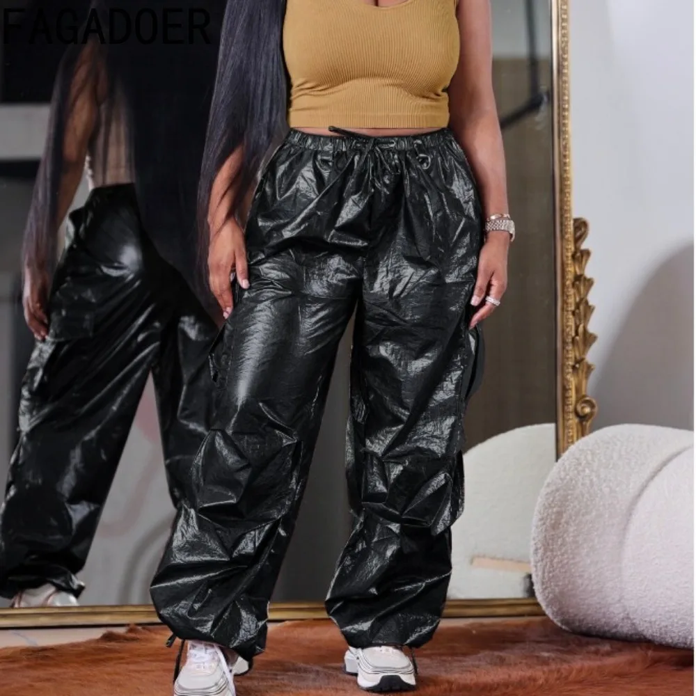 FAGADOER Fashion Street Style Women High Waisted Drawstring Pocket Ruched Cargo Pants Casual Female Solid Color Sporty Trousers
FAGADOER Fashion Street Style Women High Waisted Drawstring Pocket Ruched Cargo Pants Casual Female Solid Color Sporty Trousers