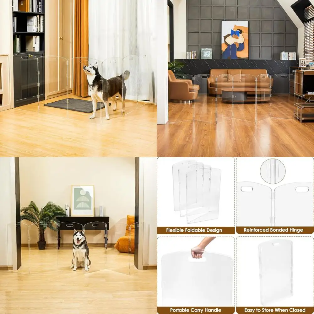 Modern Frame Clear Acrylic Freestanding Dog Gate - 32" Tall Extra-Wide Folding 6-Panel Pet Barrier for Doorways, Stairs & Large
Modern Frame Clear Acrylic Freestanding Dog Gate - 32" Tall Extra-Wide Folding 6-Panel Pet Barrier for Doorways, Stairs & Large