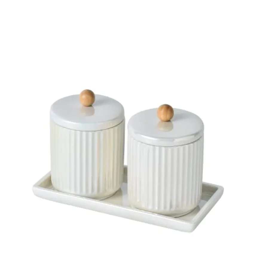 Ceramic Bathroom Canister Set with Coordinating Small Vanity Tray Qtip Holder Dispenser for Cotton BallSwab Pads Floss Bathroom
Ceramic Bathroom Canister Set with Coordinating Small Vanity Tray Qtip Holder Dispenser for Cotton BallSwab Pads Floss Bathroom