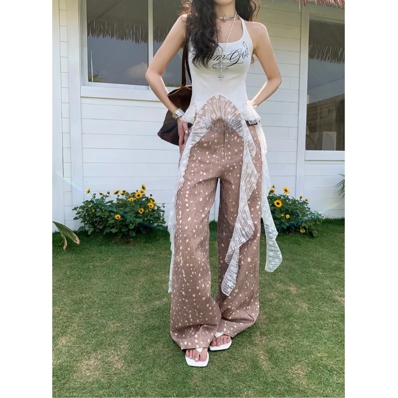 Summer 2026 Low Waist Wide Leg Straight Cut Pants Deer Spot Pattern Spicy Girl Style Cotton Denim Trousers for Young Women
Summer 2026 Low Waist Wide Leg Straight Cut Pants Deer Spot Pattern Spicy Girl Style Cotton Denim Trousers for Young Women