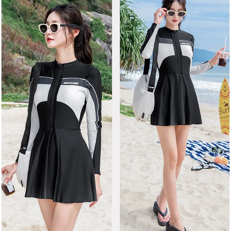 Women's Rash Guard Swimsuit Beach Sport Skirt One Piece Long Sleeve Zip UP Swimdress Swimsuit UV Sun Protection Bathing Suits
Women's Rash Guard Swimsuit Beach Sport Skirt One Piece Long Sleeve Zip UP Swimdress Swimsuit UV Sun Protection Bathing Suits