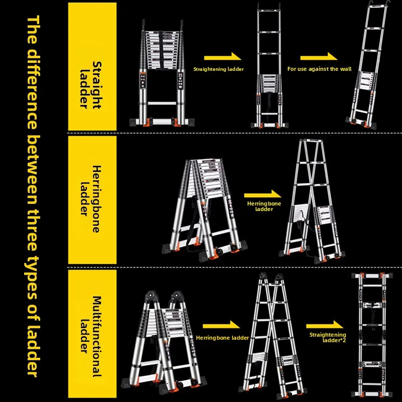 Stainless steel telescopic ladder multi-functional joint dual-purpose herringbone ladder folding household ladder bamboo joint
Stainless steel telescopic ladder multi-functional joint dual-purpose herringbone ladder folding household ladder bamboo joint