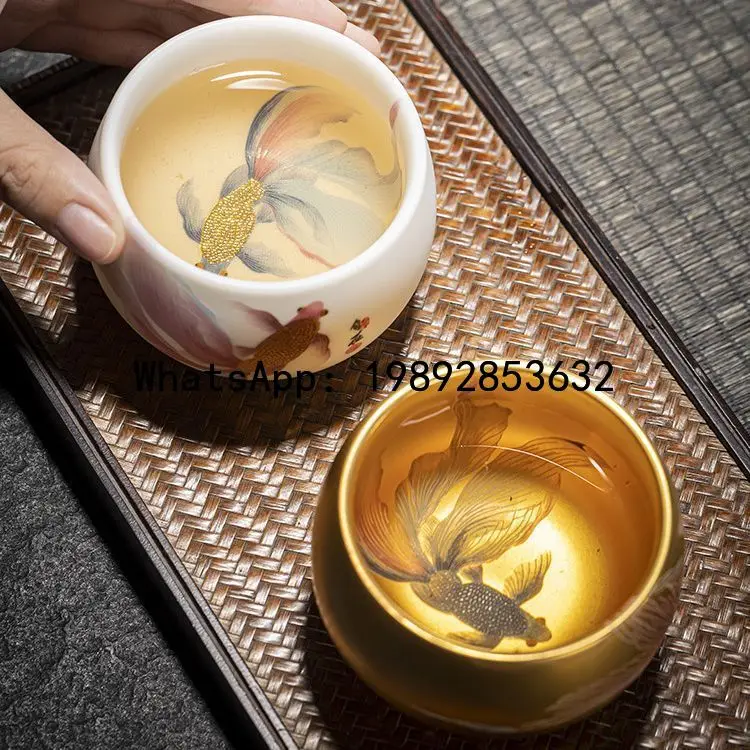 Handmade gilt real gold tea cup master tea cup ice sheep fat jade porcelain tea cup
Handmade gilt real gold tea cup master tea cup ice sheep fat jade porcelain tea cup