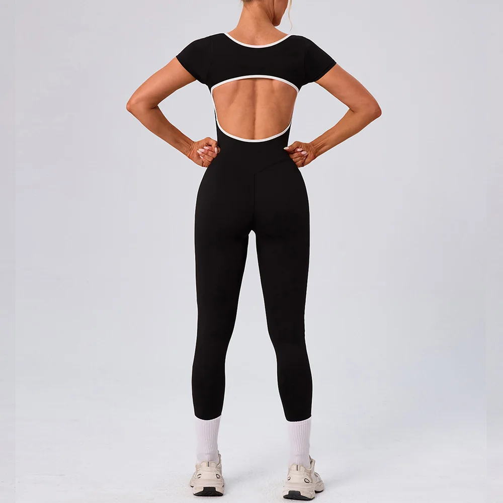 Комбинезон для йоги контрастного цвета с открытой спиной и короткими рукавами для тренировок, фитнеса, спортивного комбинезона с ощущением облаков, подъема бедер, комбинезон для бега в тренажерном зале
Комбинезон для йоги контрастного цвета с открытой спиной и короткими рукавами для тренировок, фитнеса, спортивного комбинезона с ощущением облаков, подъема бедер, комбинезон для бега в тренажерном зале