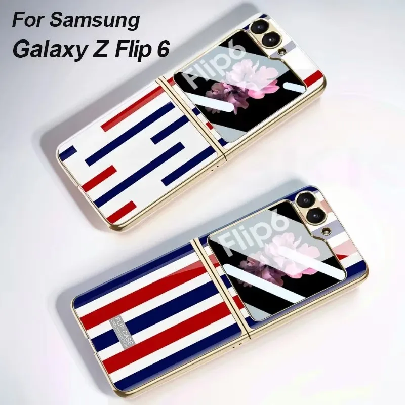 Phone case Colour Stripes Painted Glass For Samsung Galaxy Z Flip 6 5 Back Screen Glass Plating Plastic Cover For Z Flip 6 case
Phone case Colour Stripes Painted Glass For Samsung Galaxy Z Flip 6 5 Back Screen Glass Plating Plastic Cover For Z Flip 6 case