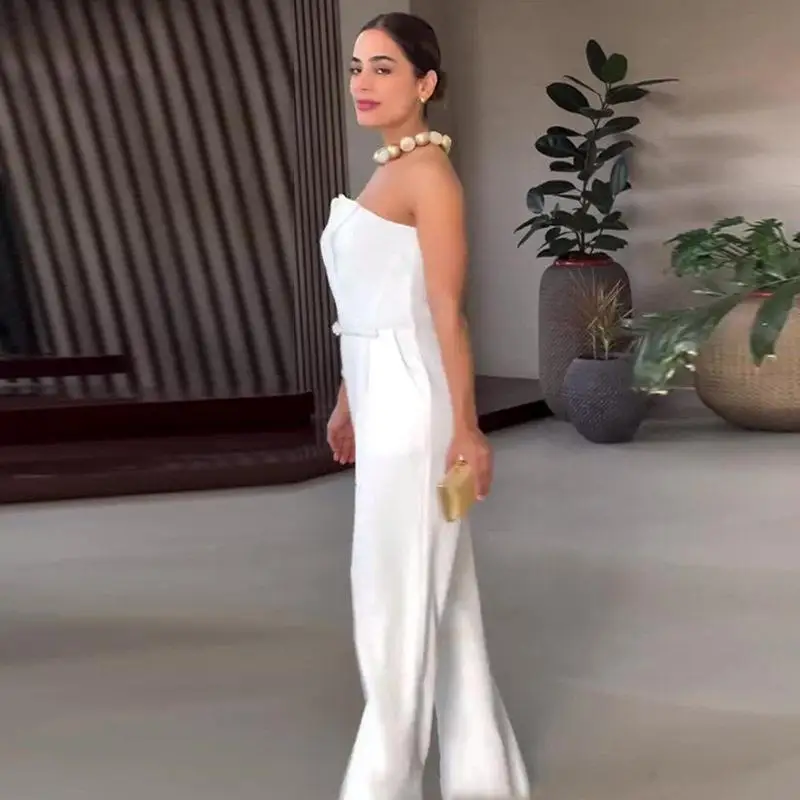 Elegant Pure White One-Piece Suit with Belt Cross-Border Women's Fashion Low Waist Long Pants Polyester Summer 2026
Elegant Pure White One-Piece Suit with Belt Cross-Border Women's Fashion Low Waist Long Pants Polyester Summer 2026