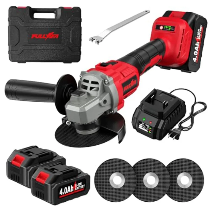 Беспроводная угловая шлифовальная машина 4-1/2 дюйма, 12000 об/мин, бесщеточная, для обработки металла, электроинструмент с 2 аккумуляторами 4.0 Ач, 3 регулируемые скорости
Беспроводная угловая шлифовальная машина 4-1/2 дюйма, 12000 об/мин, бесщеточная, для обработки металла, электроинструмент с 2 аккумуляторами 4.0 Ач, 3 регулируемые скорости