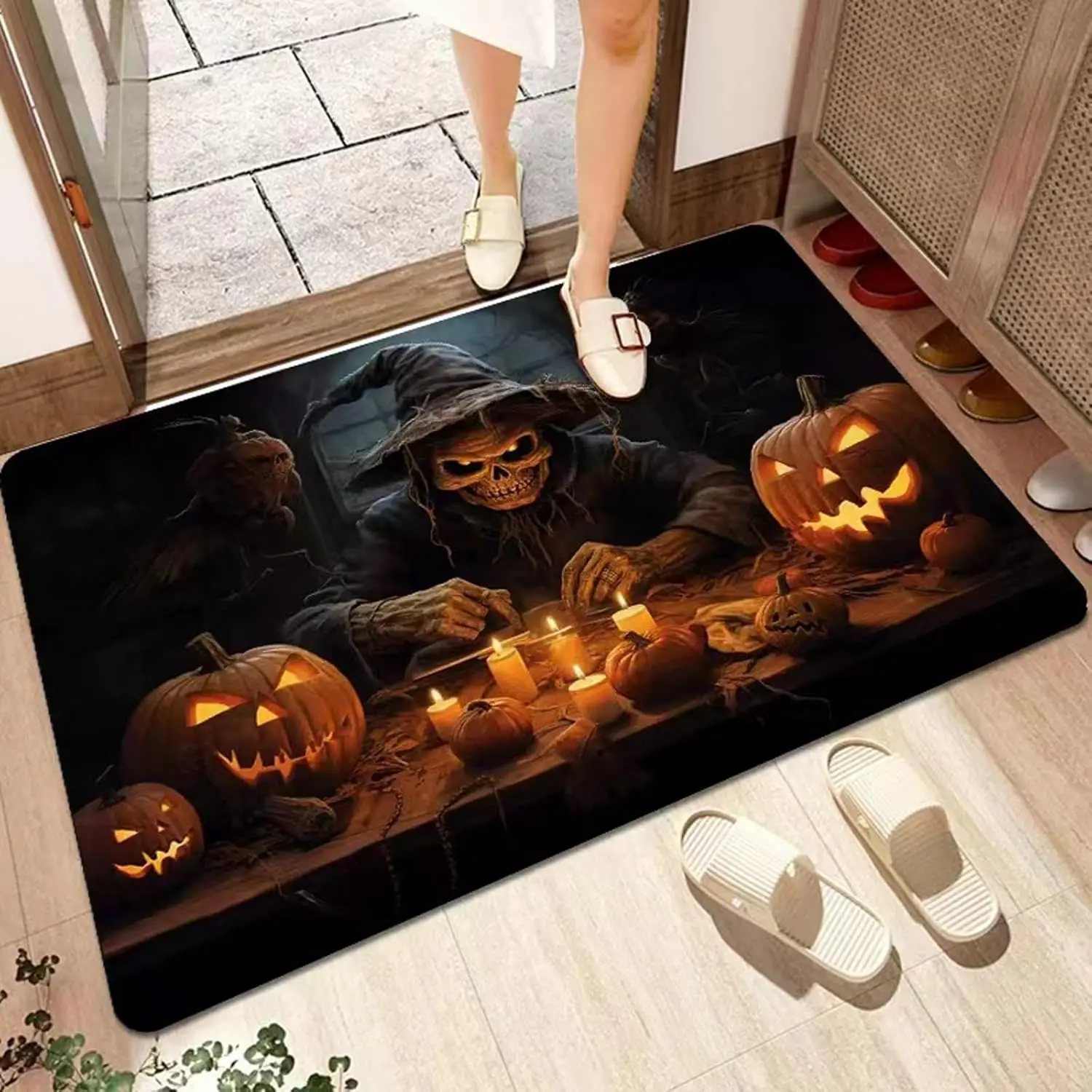 VIKAMA Crystal Velvet Carpet Skeleton Halloween Mat Spoof Gothic Non-Slip Mat Entry Door Home Holiday Decoration Washable Rug
VIKAMA Crystal Velvet Carpet Skeleton Halloween Mat Spoof Gothic Non-Slip Mat Entry Door Home Holiday Decoration Washable Rug