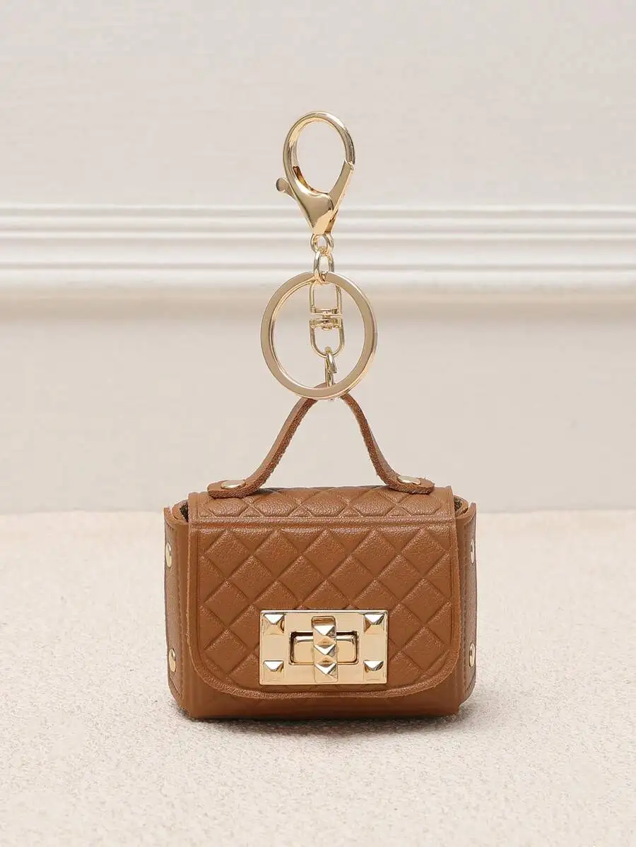 Mini Quilted Leather Keychain Pouch With Handle And Clasp Charm For Keys Coins Earphones
Mini Quilted Leather Keychain Pouch With Handle And Clasp Charm For Keys Coins Earphones