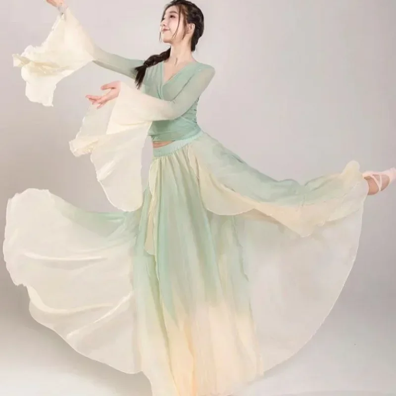 Dance clothes classical elegant fairy gas top body rhyme gauze clothes practice performance trousers skirt art
Dance clothes classical elegant fairy gas top body rhyme gauze clothes practice performance trousers skirt art
