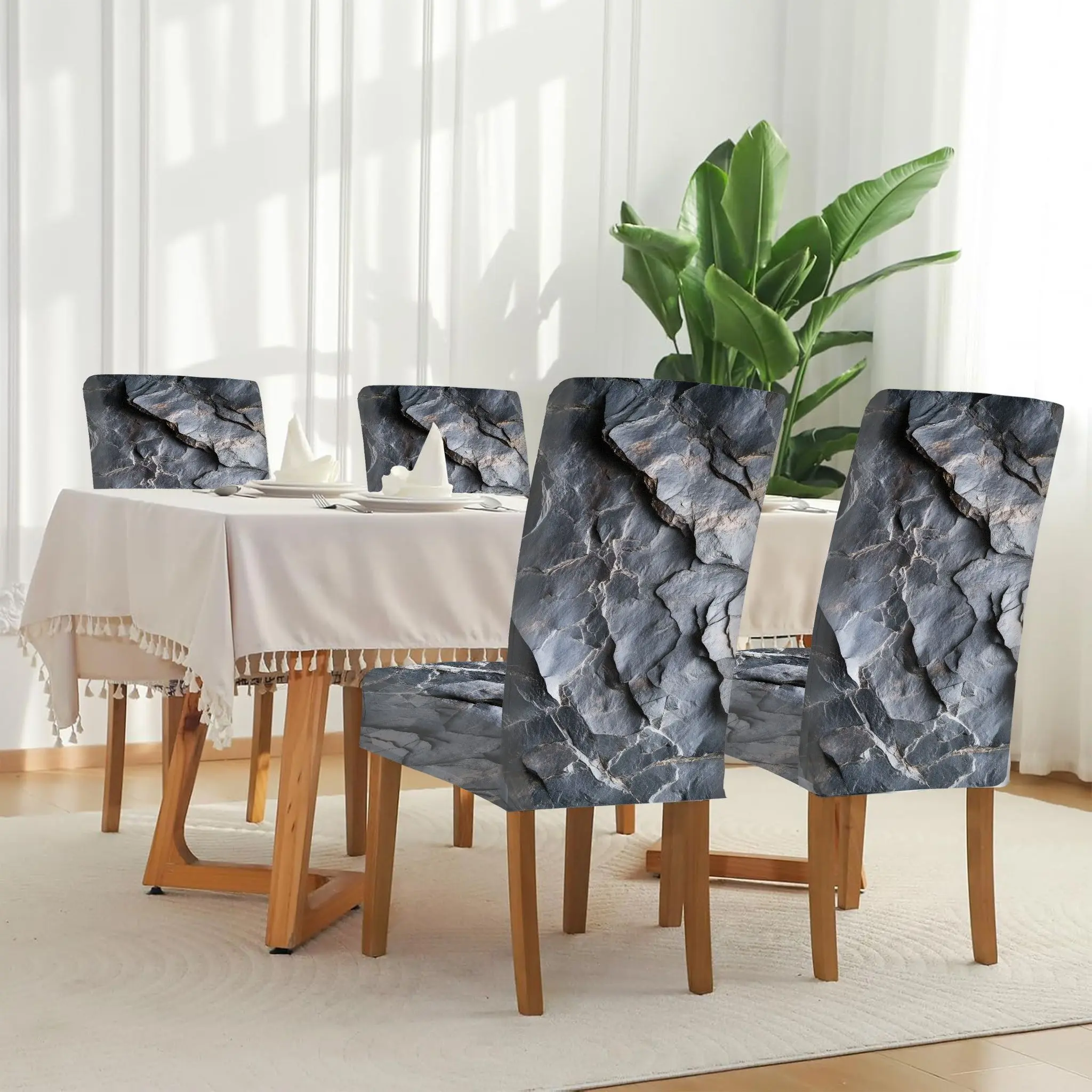 Elastic dining chair cover Layered cracked slate Close-up image display Removable, washable, home dining chair cover
Elastic dining chair cover Layered cracked slate Close-up image display Removable, washable, home dining chair cover