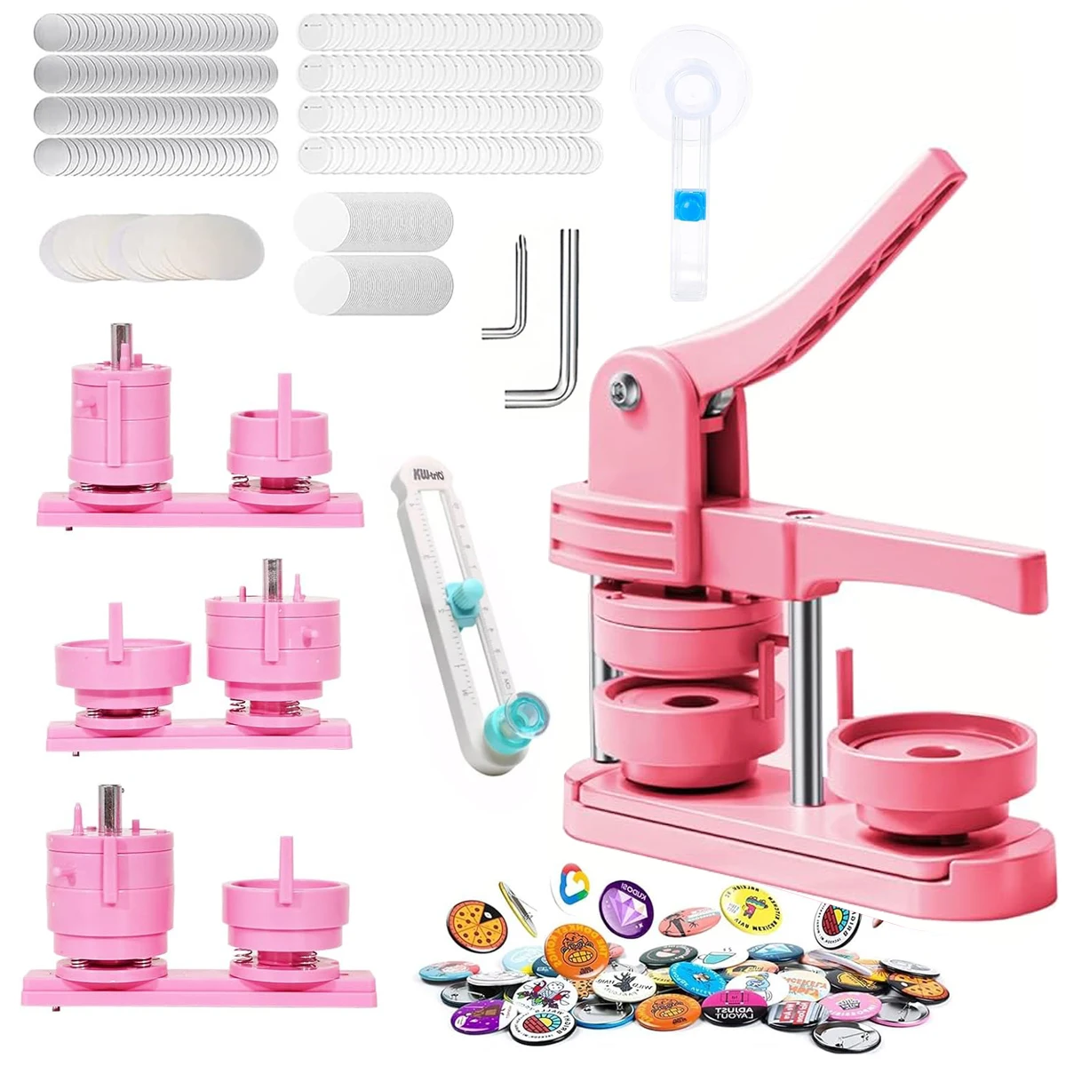Button Maker Machine 2.25-in + Circle Cutter No Assembly Button Badge Press Includes 100 Free Button-Making Supplies, Images
Button Maker Machine 2.25-in + Circle Cutter No Assembly Button Badge Press Includes 100 Free Button-Making Supplies, Images