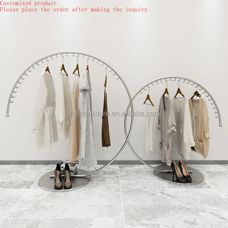 Round Display for Children Clothing Store C-Shape Clothing Rack with Coat Hook Freestanding Metal Display Rack
Round Display for Children Clothing Store C-Shape Clothing Rack with Coat Hook Freestanding Metal Display Rack
