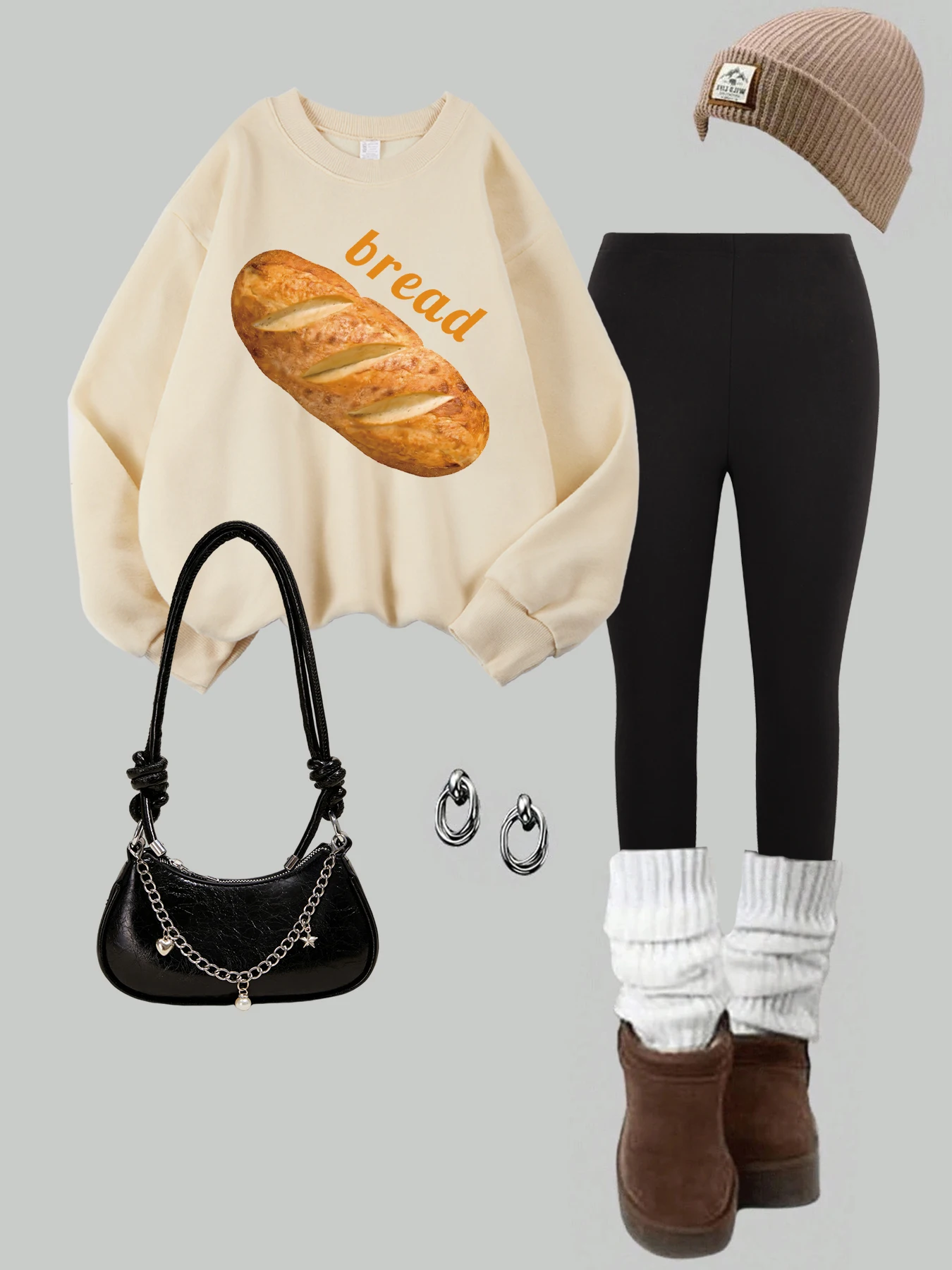 Женская осенне-зимняя толстовка и леггинсы, комплект из двух предметов, уличная одежда с большим хлебом и принтом, высокоэластичные флисовые термоштаны 
Женская осенне-зимняя толстовка и леггинсы, комплект из двух предметов, уличная одежда с большим хлебом и принтом, высокоэластичные флисовые термоштаны