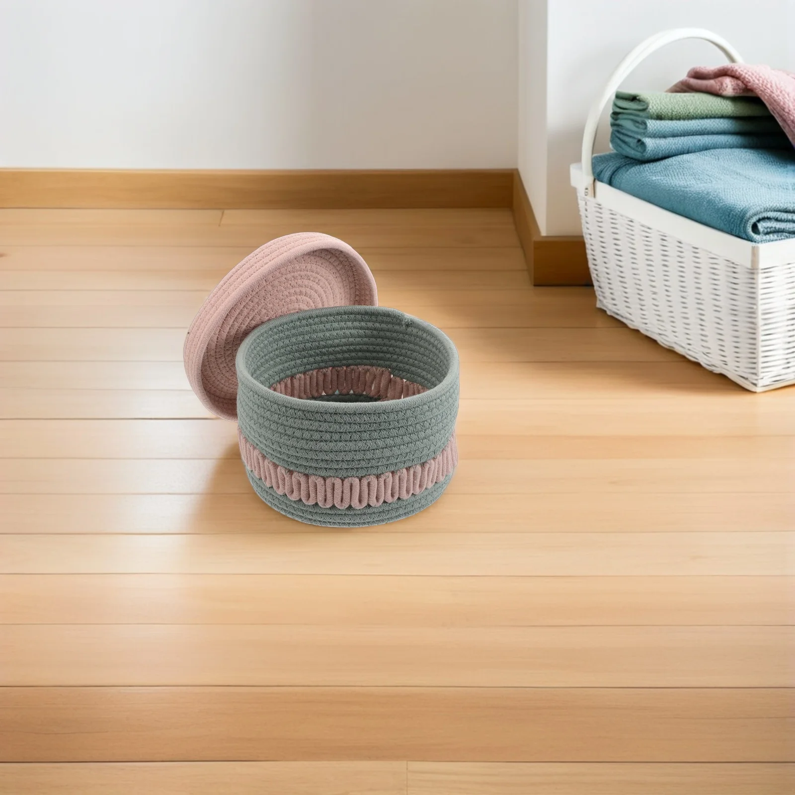 Cotton Rope Woven Storage Basket with Lid Sundries Decorative Baskets Pink Lids for Organizing
Cotton Rope Woven Storage Basket with Lid Sundries Decorative Baskets Pink Lids for Organizing