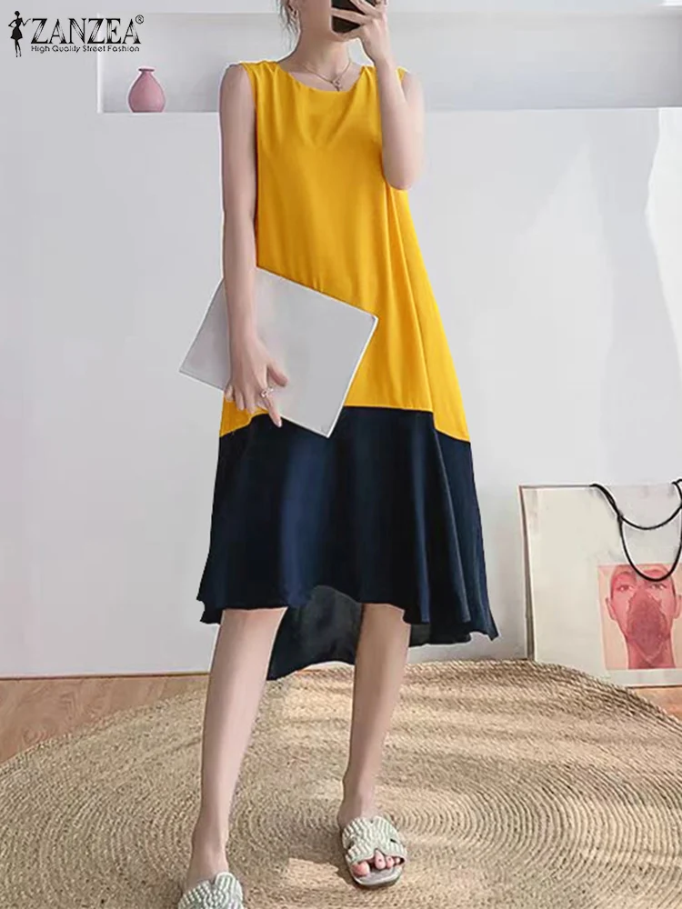 ZANZEA Fashion Sleeveless Tank Dresses Holiday Long Robe Women Color Patchwork Summer Dress Vintage Korean Irregular Sundress
ZANZEA Fashion Sleeveless Tank Dresses Holiday Long Robe Women Color Patchwork Summer Dress Vintage Korean Irregular Sundress