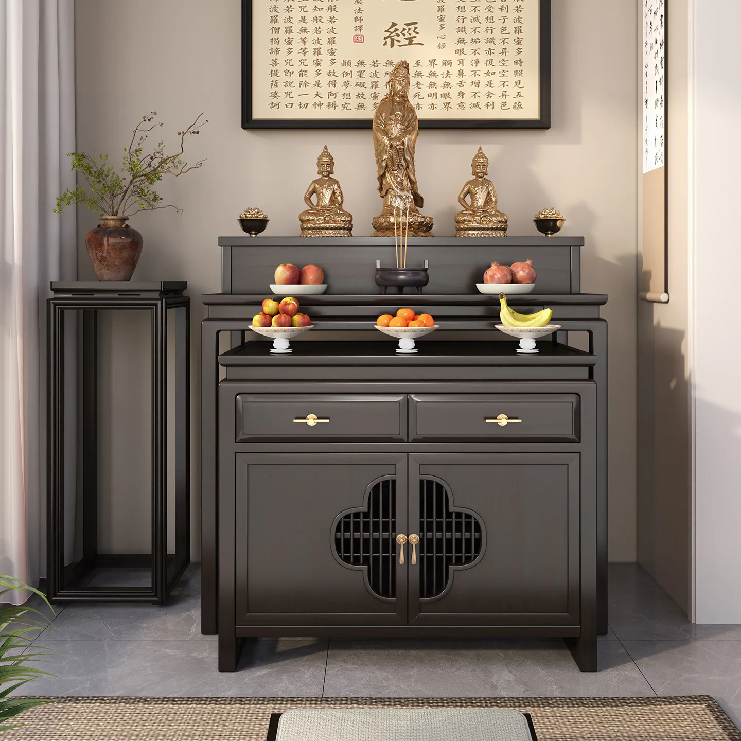 DSA black walnut offering table incense case household Buddhist hall solid wood double-layer offering table Buddhist shrine
DSA black walnut offering table incense case household Buddhist hall solid wood double-layer offering table Buddhist shrine