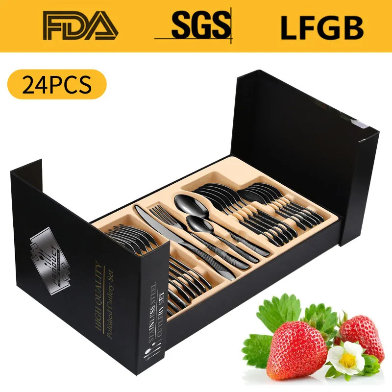 24 Piece Stainless Steel Golden Silver Steak Knife Hotel Tableware Gift Box Stainless Steel Korean Spoon And Fork Set
24 Piece Stainless Steel Golden Silver Steak Knife Hotel Tableware Gift Box Stainless Steel Korean Spoon And Fork Set
