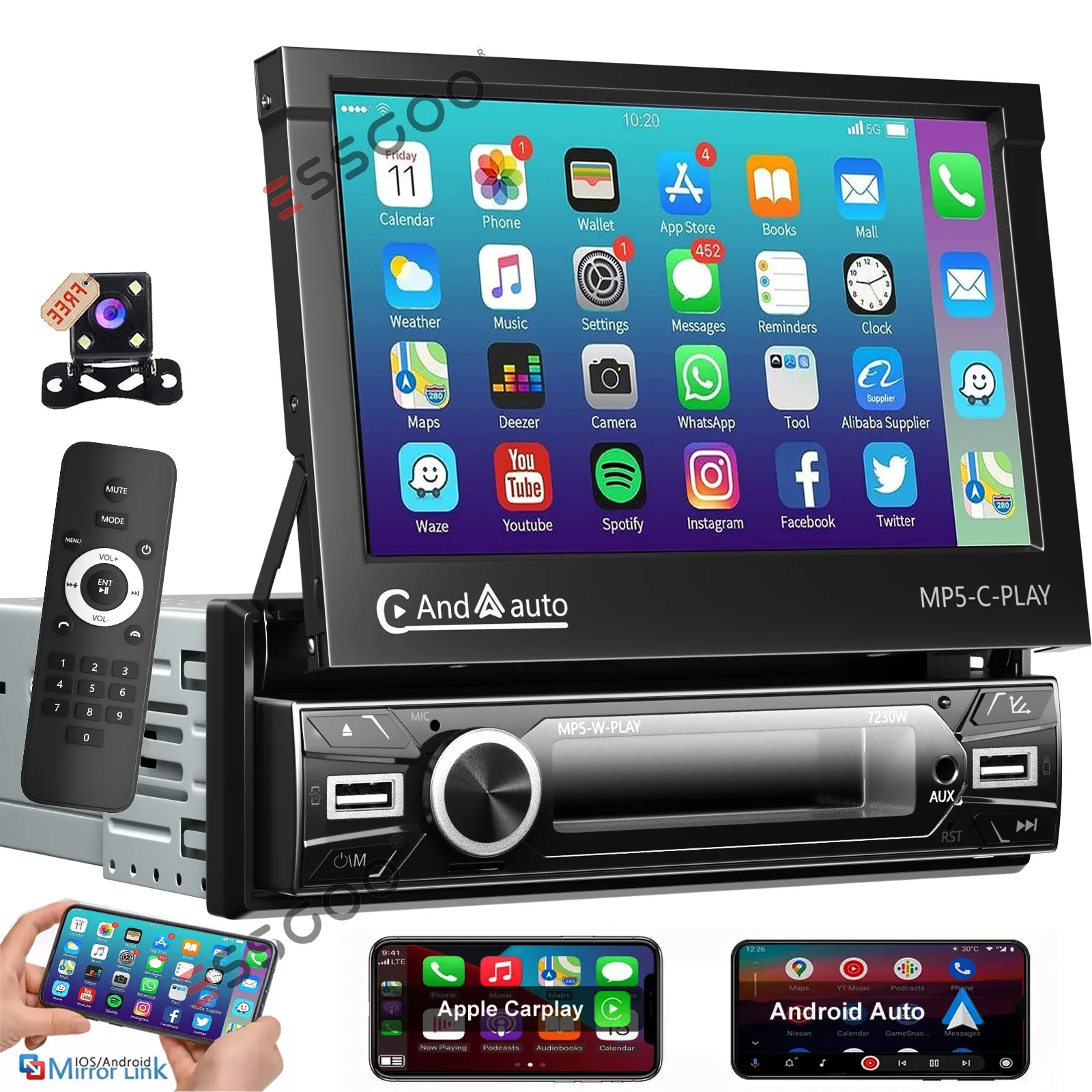 7 Inch Single 1 DIN Car Stereo Flip Out Touch Screen Radio for Carplay MP5 USB with Camera
7 Inch Single 1 DIN Car Stereo Flip Out Touch Screen Radio for Carplay MP5 USB with Camera