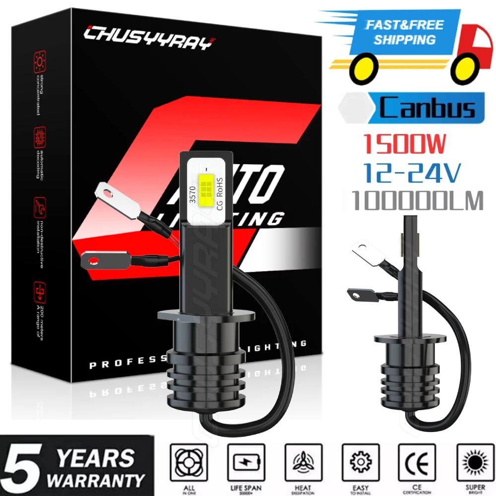 H1 LED Headlight Bulbs Canbus 6000K 100000LM 500% Super Bright White Bulbs Auto Grade LED CSP Chips 1:1 Same Size Plug & Play
H1 LED Headlight Bulbs Canbus 6000K 100000LM 500% Super Bright White Bulbs Auto Grade LED CSP Chips 1:1 Same Size Plug & Play