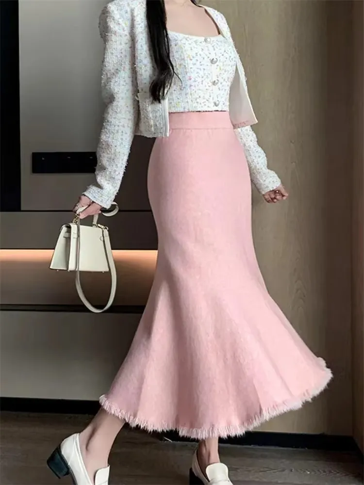 Sweet Girls Pink Knitted Skirt Women Winter Maillard Style Slim Sexy Tassel Mermaid Skirt Sheath Bodycon A-Line Midi Skirts
Sweet Girls Pink Knitted Skirt Women Winter Maillard Style Slim Sexy Tassel Mermaid Skirt Sheath Bodycon A-Line Midi Skirts
