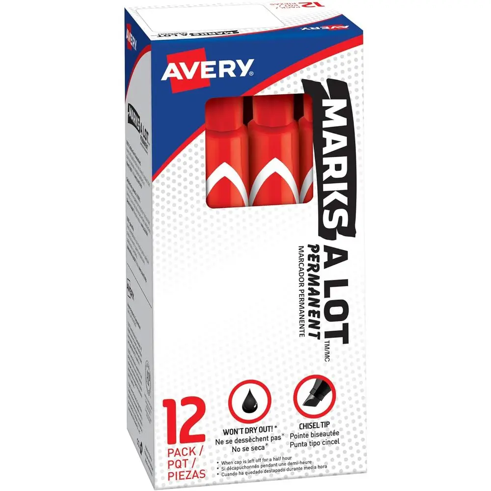 Desk-Style Large Chisel Tip Permanent Markers, Water and Wear Resistant, Set of 12 Red
Desk-Style Large Chisel Tip Permanent Markers, Water and Wear Resistant, Set of 12 Red