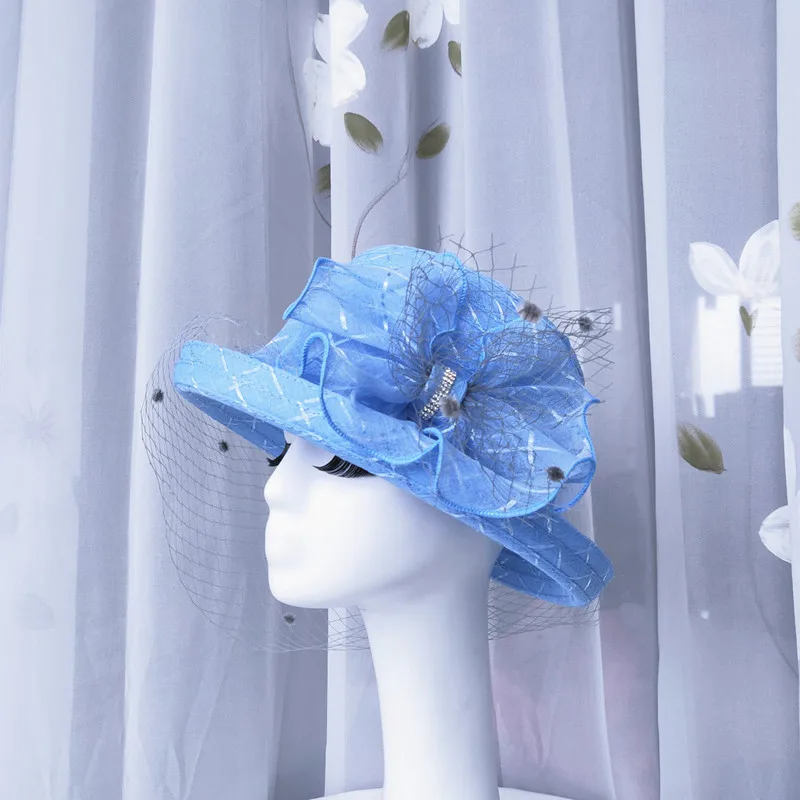 Lady Organza Fedoras Hat Elegant Wide Brim Organza Hat Women British Style Flower Decoration Kentucky Derby Hat
Lady Organza Fedoras Hat Elegant Wide Brim Organza Hat Women British Style Flower Decoration Kentucky Derby Hat