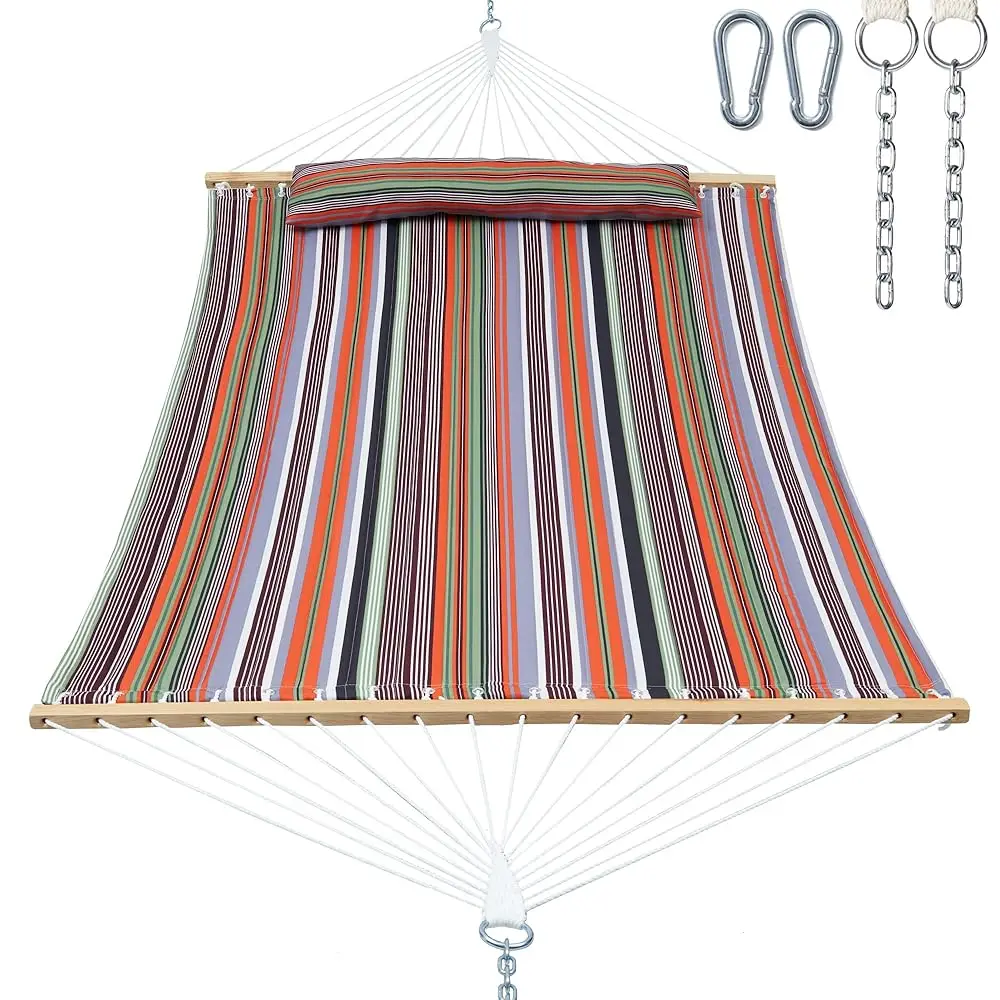 Double Quilted Fabric Hammo With Spreader Bar, Fit 12-14Ft Hammo Stand, 2 Person 14Ft Hammocks For Outside, Large Removable
Double Quilted Fabric Hammo With Spreader Bar, Fit 12-14Ft Hammo Stand, 2 Person 14Ft Hammocks For Outside, Large Removable