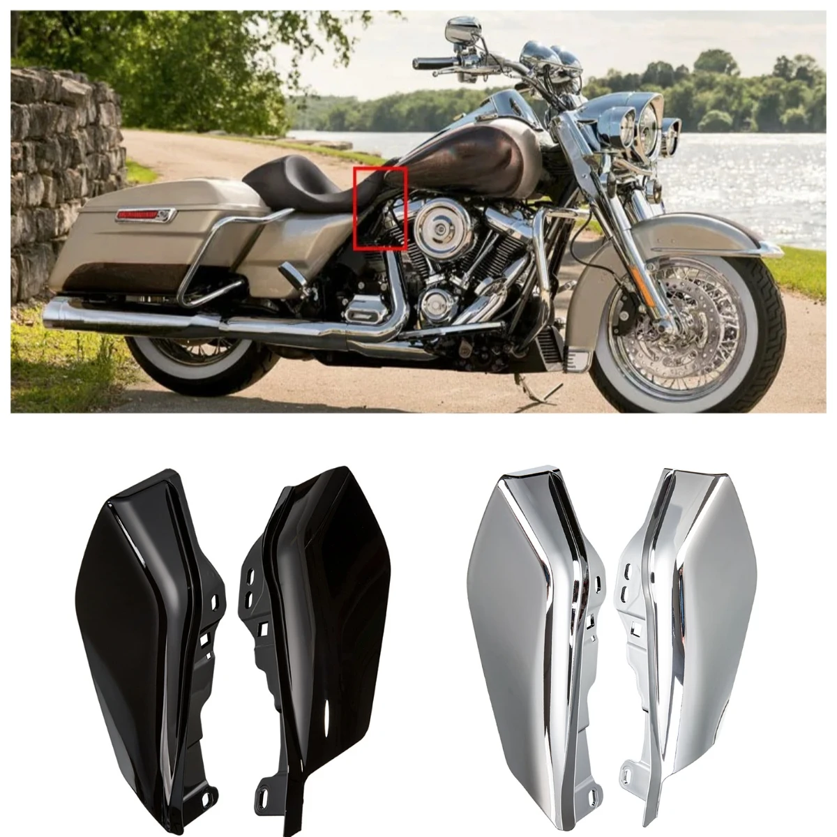 Motorcycle Black/Chrome Mid-Frame Air Deflector Under Seat Engine For Harley Electra Glide Road King Street Glide 2017 2018 2019
Motorcycle Black/Chrome Mid-Frame Air Deflector Under Seat Engine For Harley Electra Glide Road King Street Glide 2017 2018 2019