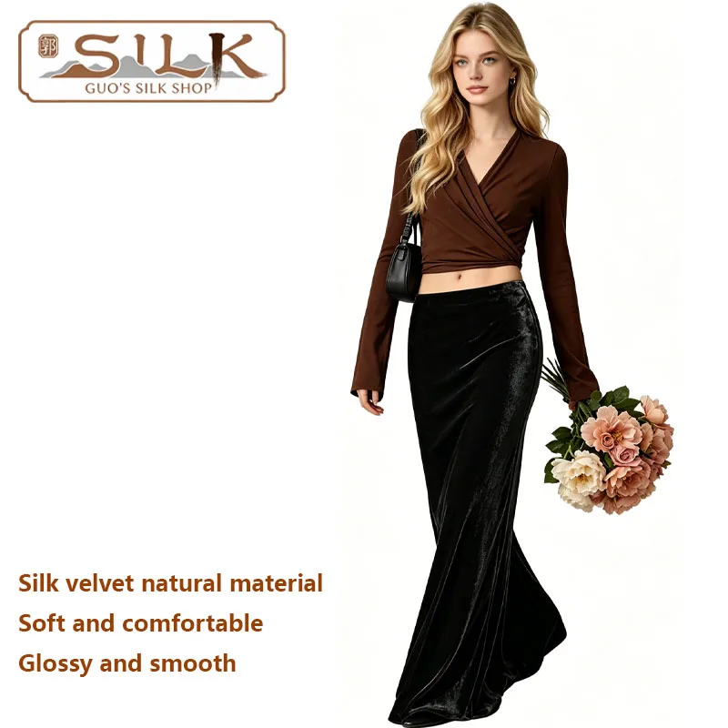 100% Silk Velvet Ladies' Half-Dress With Fish-Tail Opening Long Style Elegant Graceful Luxurious Casual Suitable Spring Autumn
100% Silk Velvet Ladies' Half-Dress With Fish-Tail Opening Long Style Elegant Graceful Luxurious Casual Suitable Spring Autumn