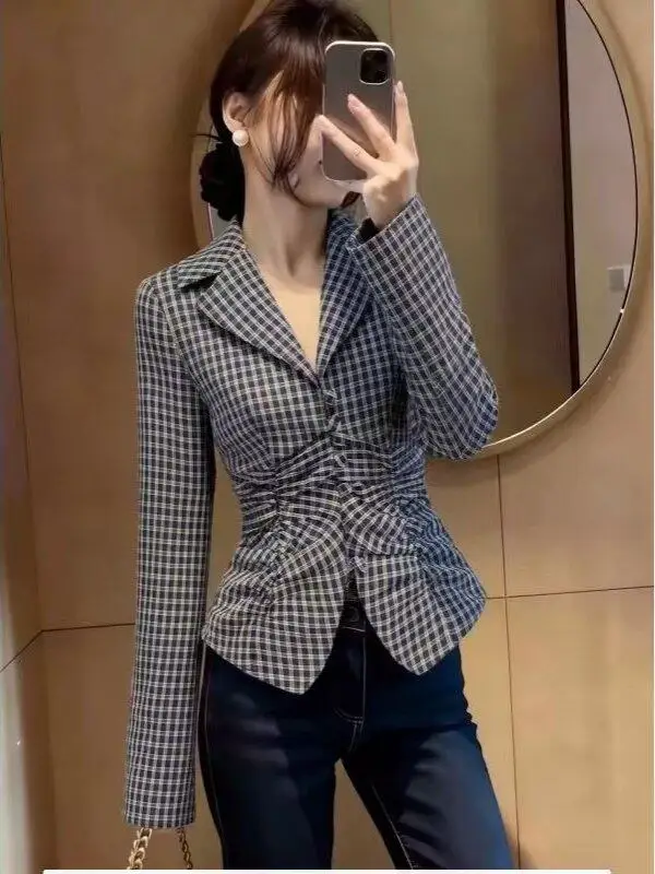 Women's Plaid Shirt Long Sleeve Collar Waist-Cinching Vintage Design Slimming Versatile Top Casual Style Spring 2026
Women's Plaid Shirt Long Sleeve Collar Waist-Cinching Vintage Design Slimming Versatile Top Casual Style Spring 2026