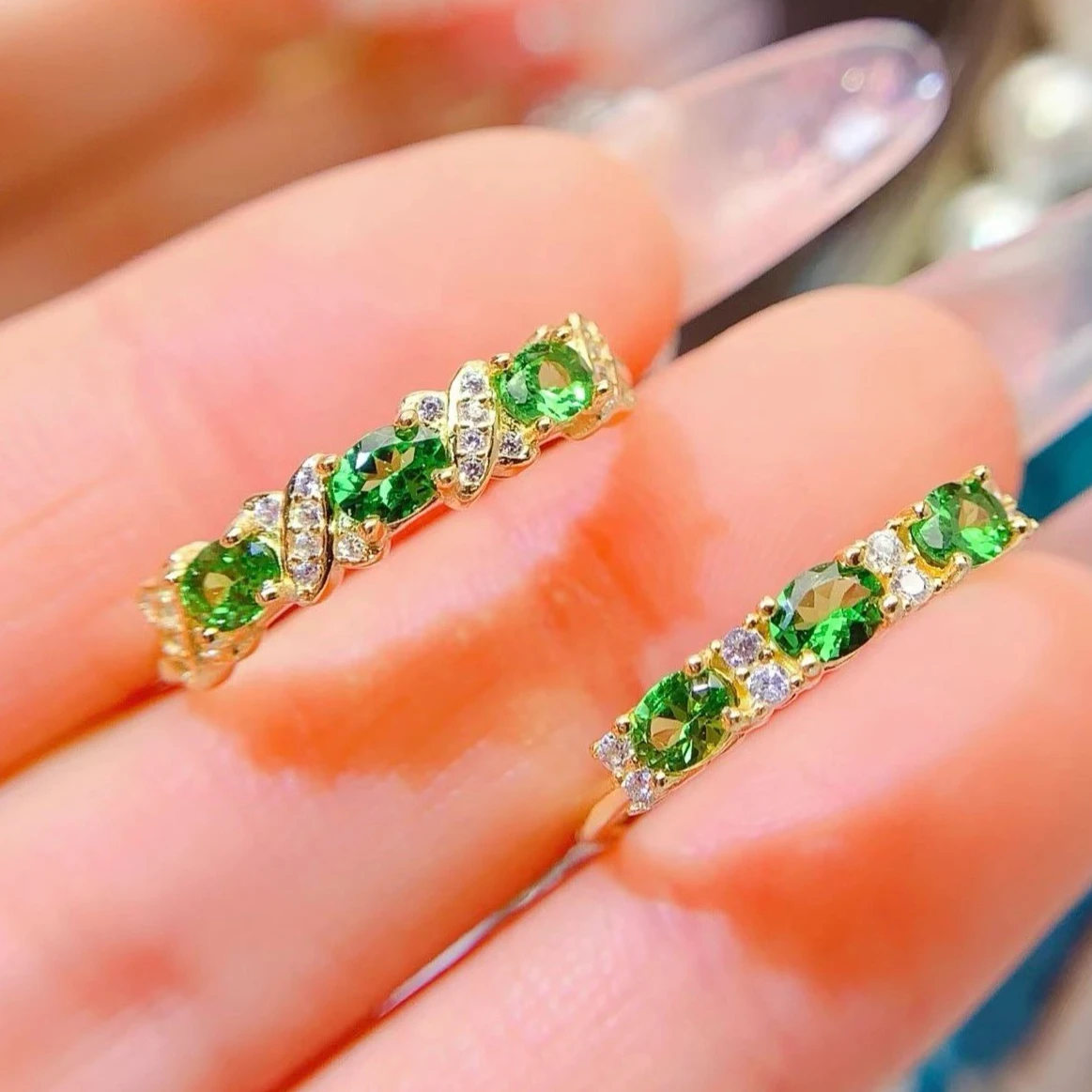 925 Sterling Silver Natural Tsavorite Stackable Ring Certified Fine Jewelry Gold Plated Half Eternity Band Ring for Women
925 Sterling Silver Natural Tsavorite Stackable Ring Certified Fine Jewelry Gold Plated Half Eternity Band Ring for Women