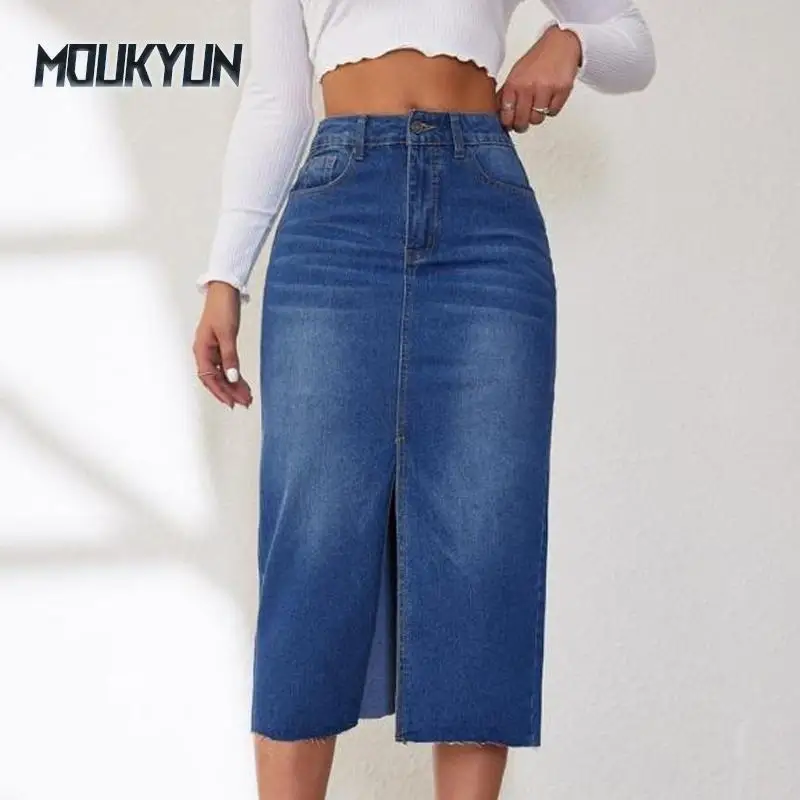 Women's Denim Skirt Vintage Stretchless Half Denim Skirt Mid-Length Split Half Skirts
Women's Denim Skirt Vintage Stretchless Half Denim Skirt Mid-Length Split Half Skirts