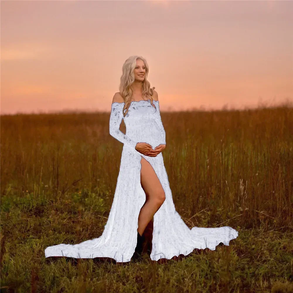 Lace Shoulderless Maternity Dresses For Photo Shoot Split Long Sleeve Pregnancy Maxi Gown Dresses Baby Shower Photography
Lace Shoulderless Maternity Dresses For Photo Shoot Split Long Sleeve Pregnancy Maxi Gown Dresses Baby Shower Photography