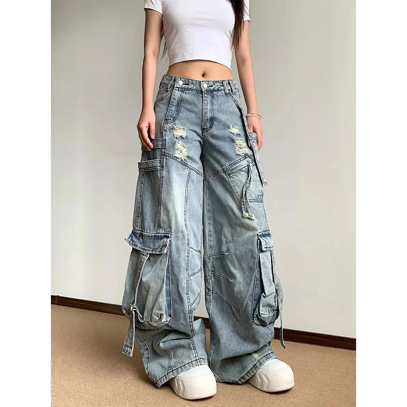 Women Gothic High Waist Vintage Cargo Jeans 2025 Autumn Y2k Streetwear Ripped Pants Harajuku Casual Wide Leg Denim Trousers
Women Gothic High Waist Vintage Cargo Jeans 2025 Autumn Y2k Streetwear Ripped Pants Harajuku Casual Wide Leg Denim Trousers