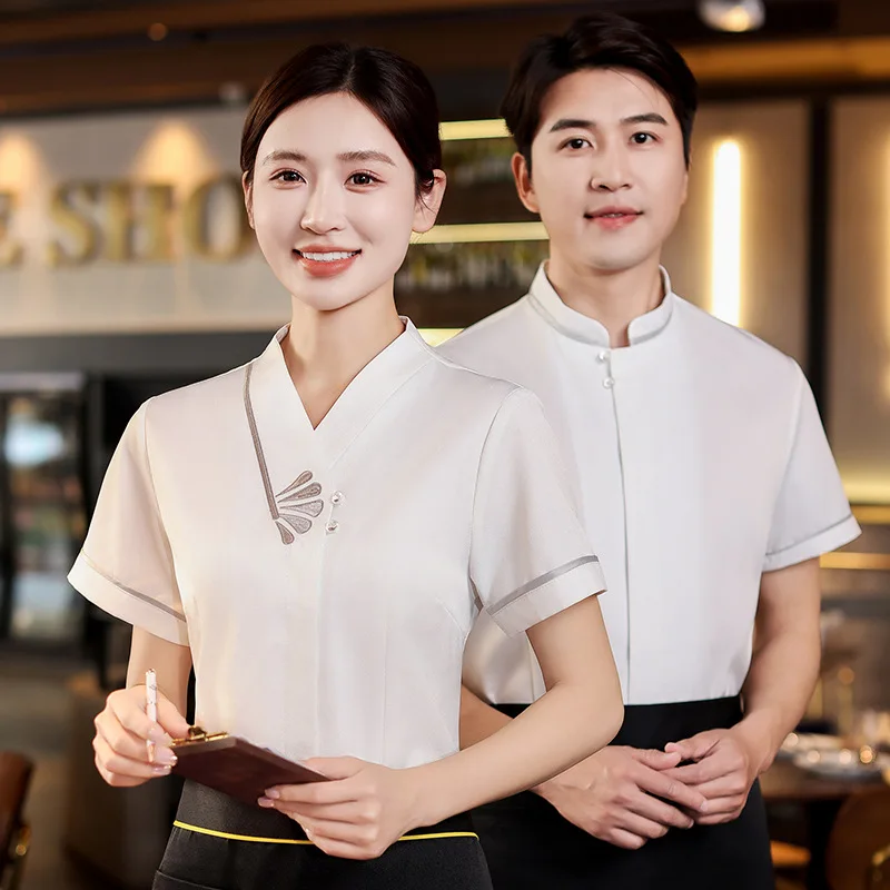 Рабочая униформа официанта в отеле, ресторане с коротким рукавом, летняя стойка регистрации ресторана, горячий горшок, ресторан, сотрудник в китайском стиле, рабочая одежда
Рабочая униформа официанта в отеле, ресторане с коротким рукавом, летняя стойка регистрации ресторана, горячий горшок, ресторан, сотрудник в китайском стиле, рабочая одежда