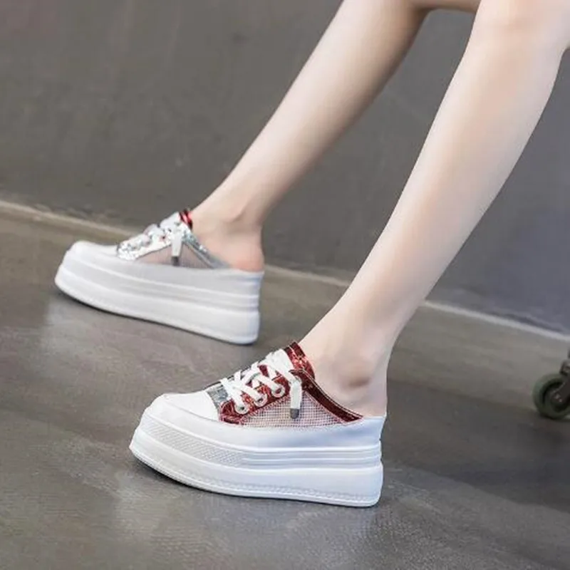 Fashion 2026 8cm Slides Sneakers Slip on Microfiber Leather Women Summer Lace-Up Shoes Wedge Air Mesh Glitter Platform Slippers
Fashion 2026 8cm Slides Sneakers Slip on Microfiber Leather Women Summer Lace-Up Shoes Wedge Air Mesh Glitter Platform Slippers
