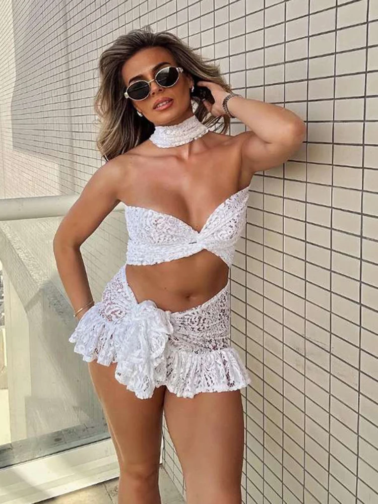 Whatiwear сексуальный прозрачный комплект из 2 предметов, женские топы с лямкой на шее и перекрестной повязкой + мини-юбки со рюшами, костюмы для пляжной вечеринки
Whatiwear сексуальный прозрачный комплект из 2 предметов, женские топы с лямкой на шее и перекрестной повязкой + мини-юбки со рюшами, костюмы для пляжной вечеринки