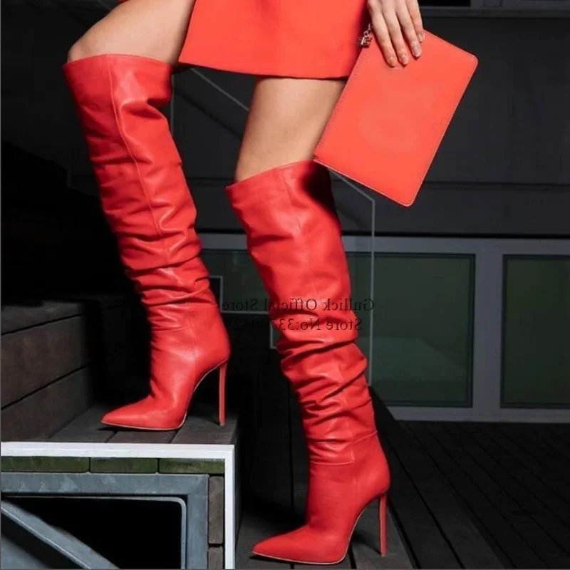 Red Leather Over The Knee Boots Pointed Toe Loose High Heel Boots Stiletto Heels Party Celebrating Dress Shoes Drop Ship
Red Leather Over The Knee Boots Pointed Toe Loose High Heel Boots Stiletto Heels Party Celebrating Dress Shoes Drop Ship