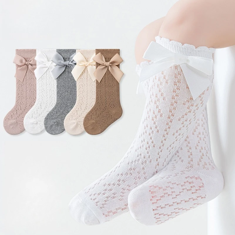 Baby Knee High Socks Kids Girls Boys Bow Long Sock Soft Cotton Mesh Breathable Children Hollow Out Socken for 0-3 Years Old
Baby Knee High Socks Kids Girls Boys Bow Long Sock Soft Cotton Mesh Breathable Children Hollow Out Socken for 0-3 Years Old