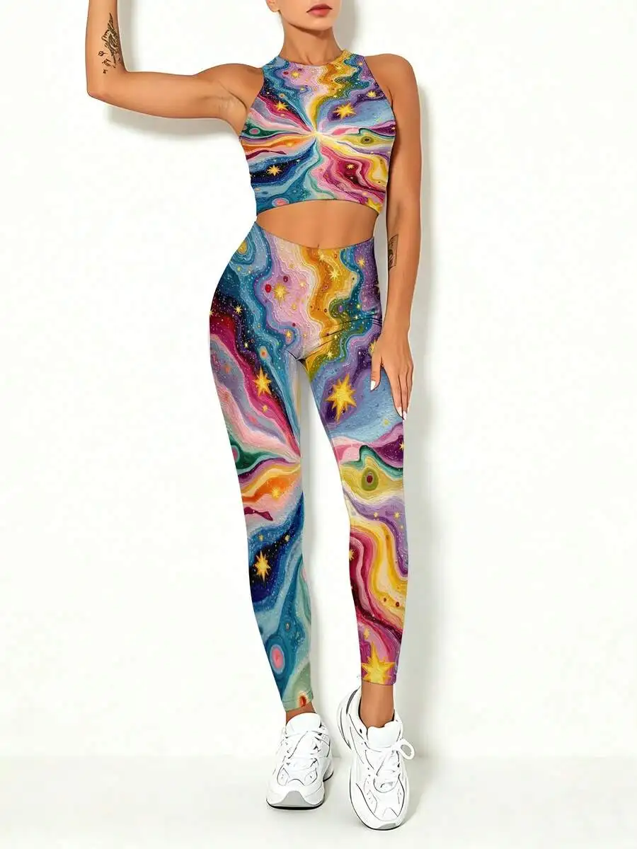 Women Yoga Set Quick Dry Vest And Leggings Galaxy Swirl Stars Cosmic Print Casual Sport Outfit
Women Yoga Set Quick Dry Vest And Leggings Galaxy Swirl Stars Cosmic Print Casual Sport Outfit