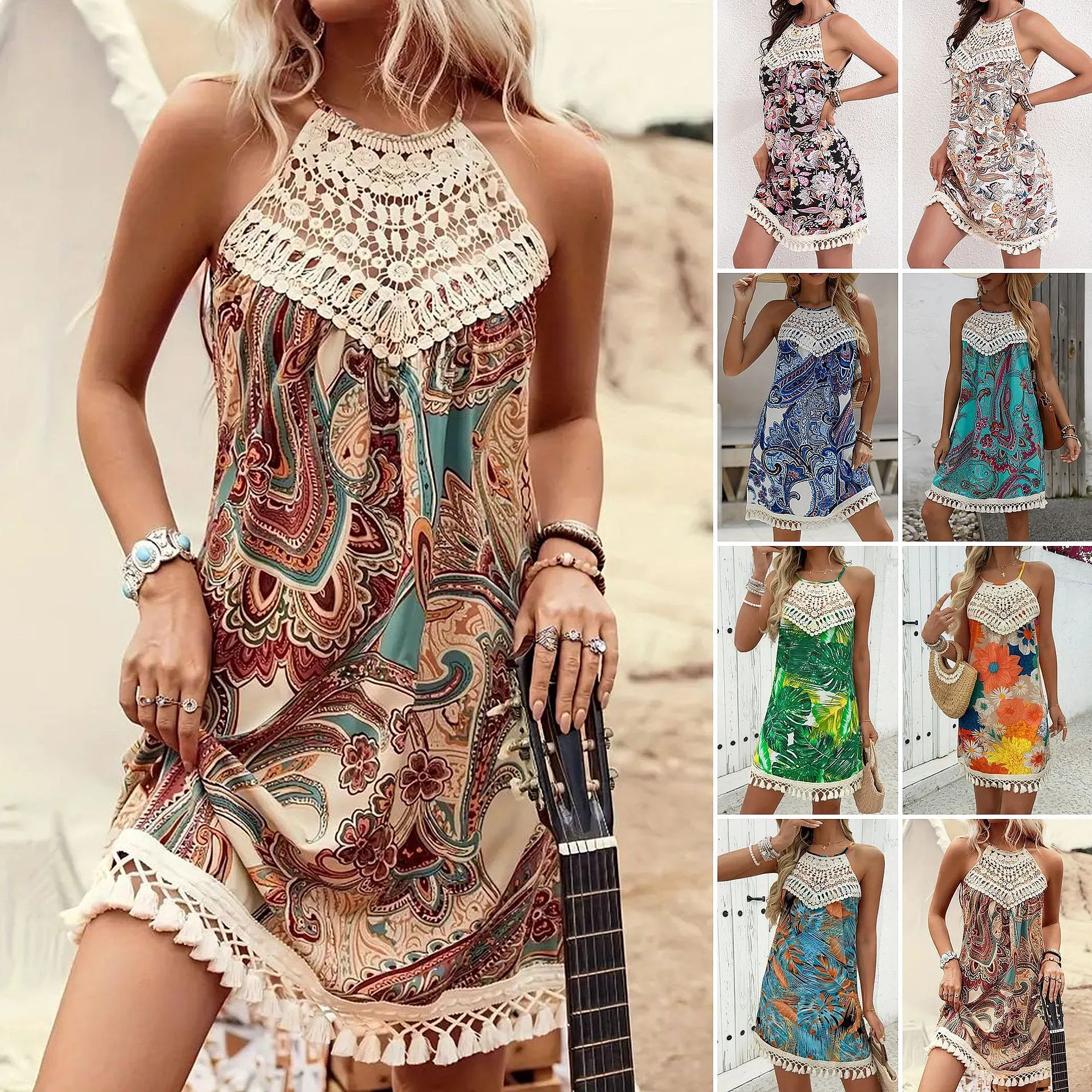 Women Paisley Print Lace Patchwork Dress Dresses Spring Summer Matching Set
Women Paisley Print Lace Patchwork Dress Dresses Spring Summer Matching Set