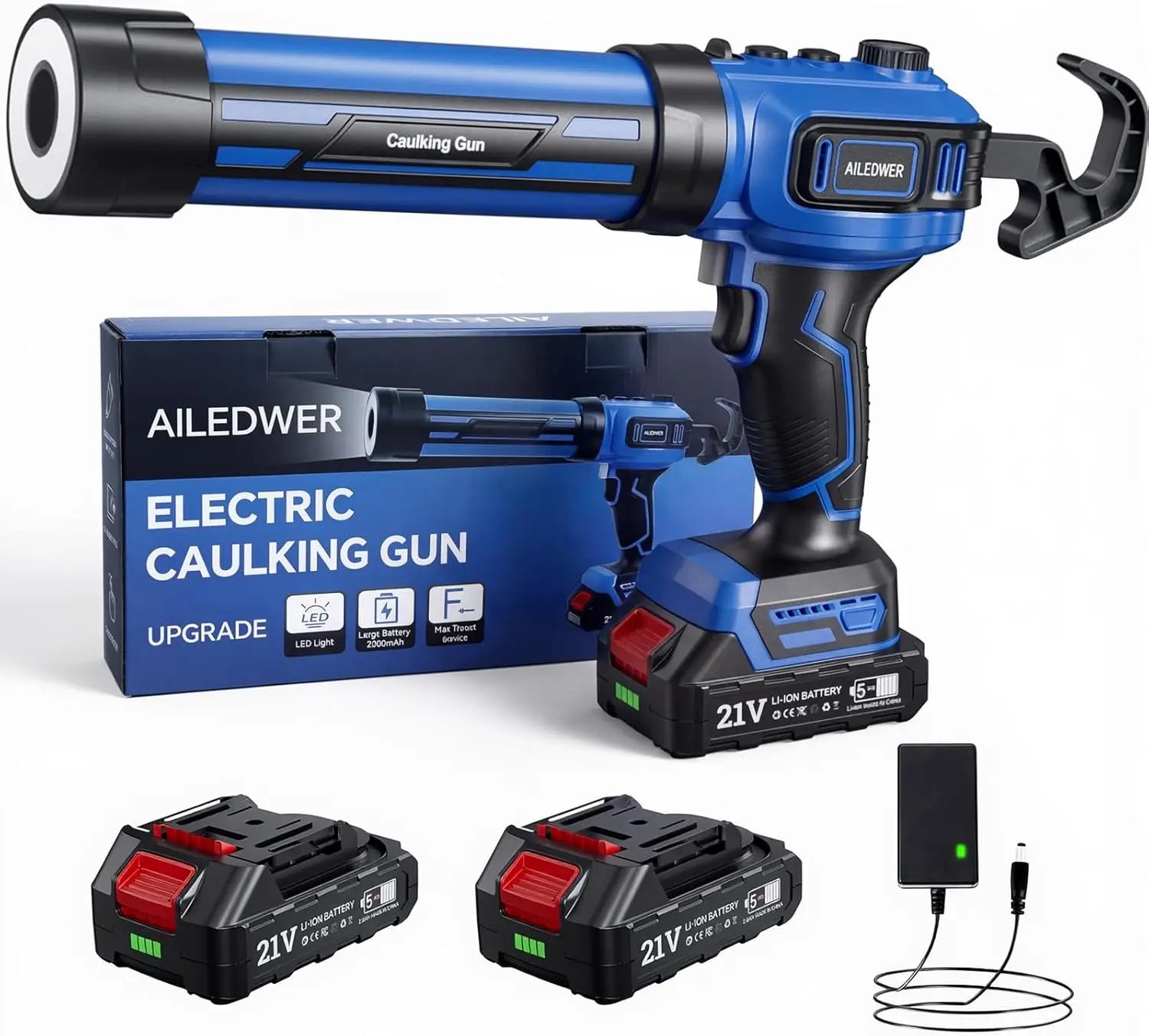 Cordless Electric Caulking Gun with LED Light, Auto Retract, 2 Batteries for Sealing and Filling
Cordless Electric Caulking Gun with LED Light, Auto Retract, 2 Batteries for Sealing and Filling