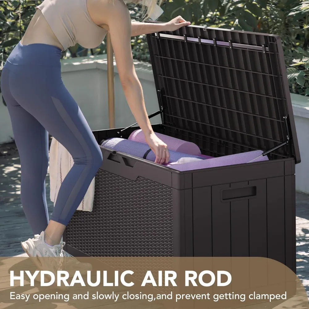 100 Gallon Waterproof Large Resin Deck Box Indoor Outdoor Lockable Storage Container for Patio Furniture Cushions Garden Tools
100 Gallon Waterproof Large Resin Deck Box Indoor Outdoor Lockable Storage Container for Patio Furniture Cushions Garden Tools