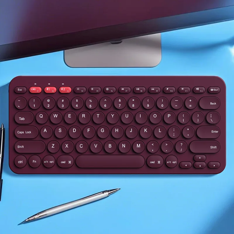 Wireless Bluetooth Dual Mode Keyboard Super Thin Portable 78Keys 3 Channels Round Keycaps Mute Keys Keypad For Tablet PC Laptop