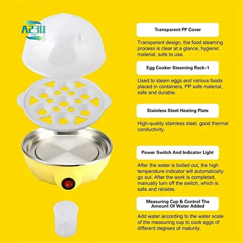 A23Q-Rapid Egg Cooker: 7 Egg Capacity Electric Egg Cooker For Hard Boiled Eggs, Poached Eggs, Scrambled Eggs EU Plug
A23Q-Rapid Egg Cooker: 7 Egg Capacity Electric Egg Cooker For Hard Boiled Eggs, Poached Eggs, Scrambled Eggs EU Plug