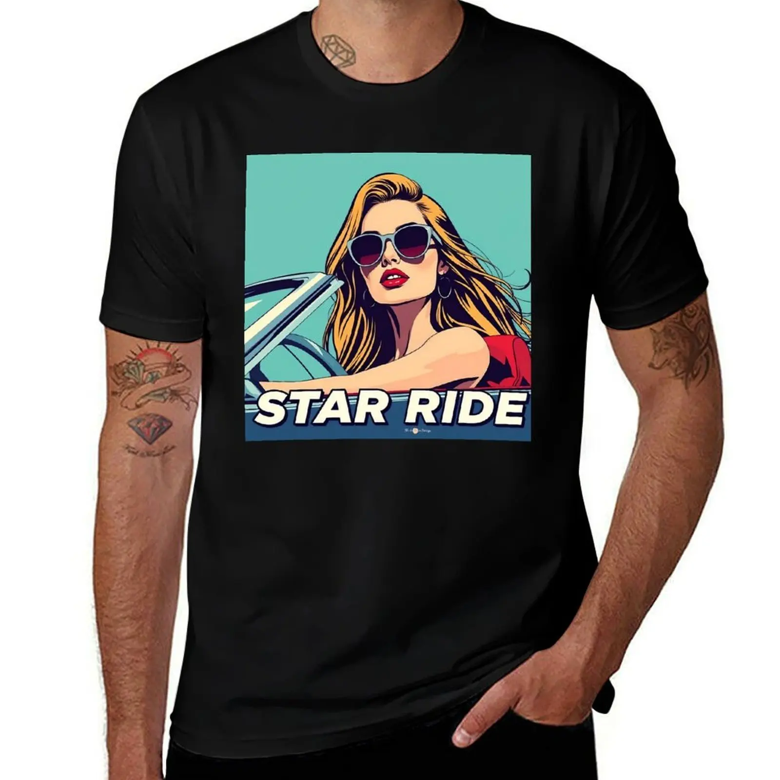 Young woman in a convertible car: star ride. T-Shirt sports fans new edition oversized tshirts personalised mens t shirt
Young woman in a convertible car: star ride. T-Shirt sports fans new edition oversized tshirts personalised mens t shirt