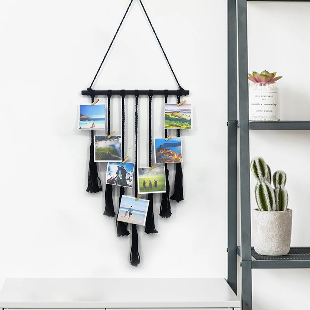 Cotton String Hanging Photo Display Macrame Wall Organizer Home Decor Wood Clips Black Room Decoration Gift
Cotton String Hanging Photo Display Macrame Wall Organizer Home Decor Wood Clips Black Room Decoration Gift